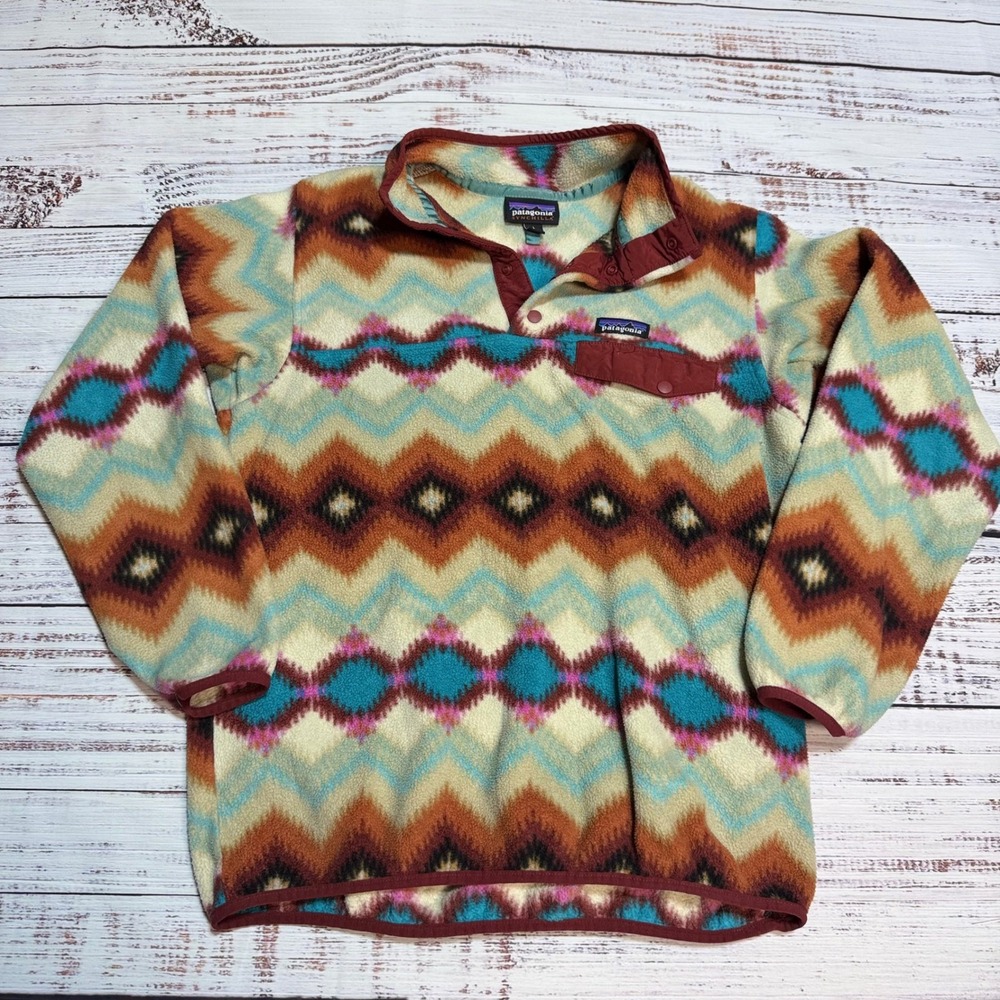 Patagonia Synchilla Snap-T Fleece Large Southwestern Geometric Pullover Multi